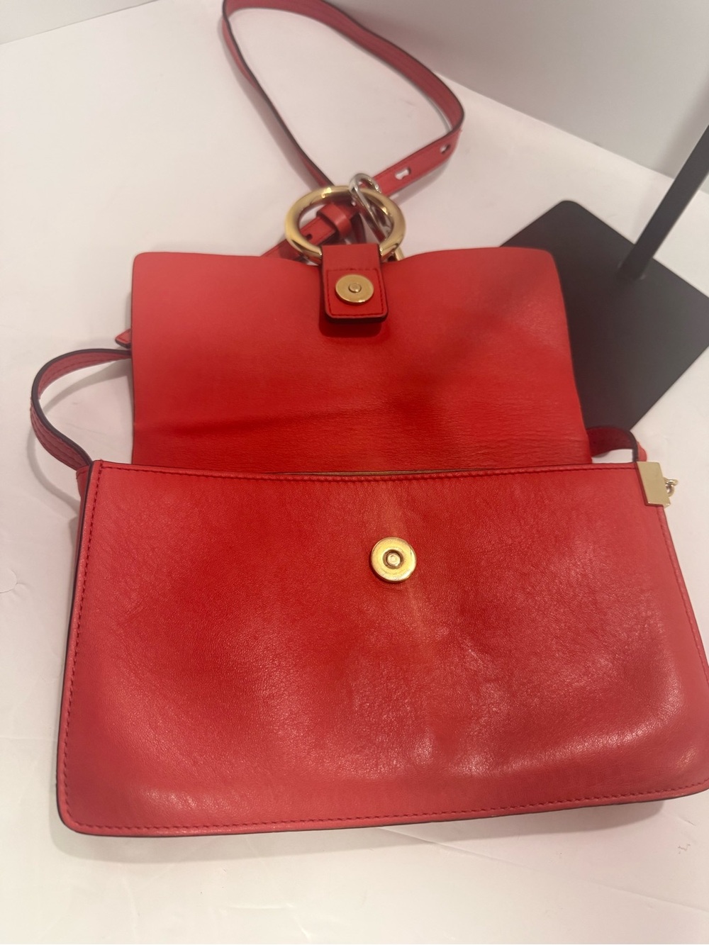 Chloé Faye Small Suede & Leather Crossbody Shoulder Bag – Red / Rust - Picture 8 of 12